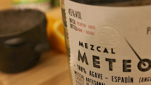 Close-up of a bottle labeled 